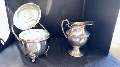 BRISTOL SILVER-PLATE BY POOLE WAYER PITCHER AND ICE BUCKET