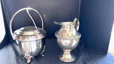 BRISTOL SILVER-PLATE BY POOLE WAYER PITCHER AND ICE BUCKET