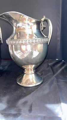 BRISTOL SILVER-PLATE BY POOLE WAYER PITCHER AND ICE BUCKET