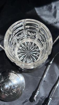 MERIDIAN, SILVER PLATE COMPANY QUADRUPLE PLATE, PICKLE SERVER, AND SHEFFIELD SILVER CREAM AND SUGAR BOWLS