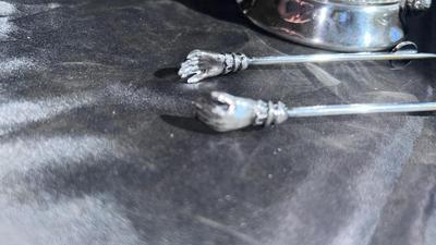 MERIDIAN, SILVER PLATE COMPANY QUADRUPLE PLATE, PICKLE SERVER, AND SHEFFIELD SILVER CREAM AND SUGAR BOWLS