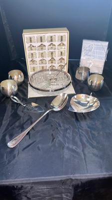 LENOX WEDDING GIFT BOXES, SILVER PLATE NO STEM WINE OR BRANDY GLASSES AND MORE!
