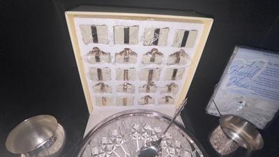 LENOX WEDDING GIFT BOXES, SILVER PLATE NO STEM WINE OR BRANDY GLASSES AND MORE!