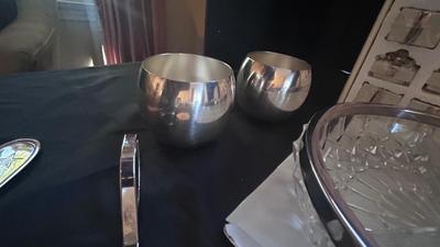 LENOX WEDDING GIFT BOXES, SILVER PLATE NO STEM WINE OR BRANDY GLASSES AND MORE!