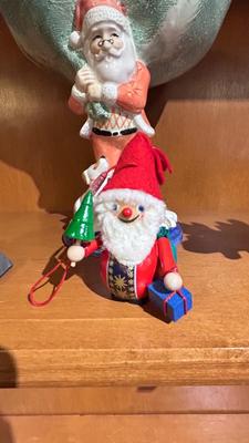 HAND CRAFTED STEINBACH GERMANY CHRISTMAS ORNAMENTS , STOCKING HOLDERS AND FITZ & FLOYD CANDY DISH