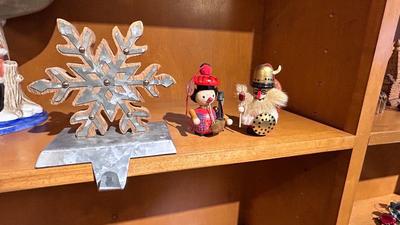 HAND CRAFTED STEINBACH GERMANY CHRISTMAS ORNAMENTS , STOCKING HOLDERS AND FITZ & FLOYD CANDY DISH