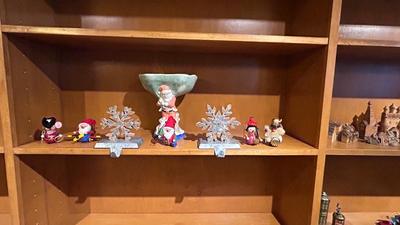 HAND CRAFTED STEINBACH GERMANY CHRISTMAS ORNAMENTS , STOCKING HOLDERS AND FITZ & FLOYD CANDY DISH