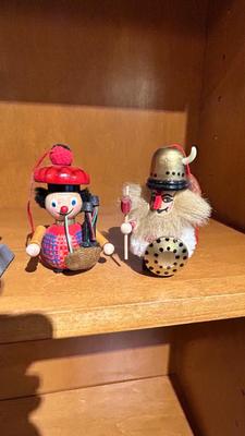HAND CRAFTED STEINBACH GERMANY CHRISTMAS ORNAMENTS , STOCKING HOLDERS AND FITZ & FLOYD CANDY DISH