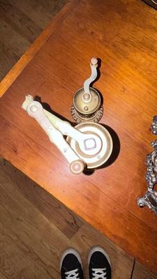 BRASS TURKISH STYLE MANUAL SPICE AND COFFEE GRINDERS WITH COLLECTION CHAMBER