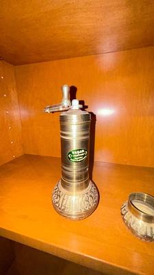 BRASS TURKISH STYLE MANUAL SPICE AND COFFEE GRINDERS WITH COLLECTION CHAMBER