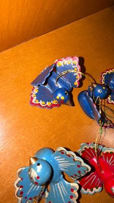 HANDMADE AND PAINTED WOODEN CHRISTMAS ORNAMENTS-AND PILLOW