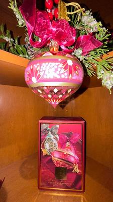 PRETTY HAND PAINTED GLASS ORNAMENTS AND CENTERPIECE
