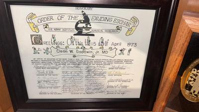 GREETINGS FROM THE US ARMY INSTITUTE OF SURGICAL RESEARCH, VTG PARTAGAS CIGAR BOX, ALBERT EINSTEIN WISDOM, AND MORE
