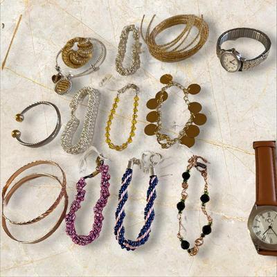 Lot of Bracelets, Many Beaded, & 2 Watches (untested)
