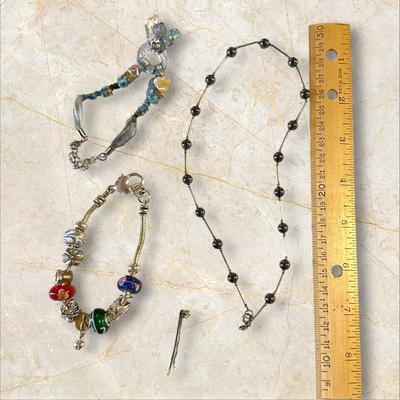 3 Pieces of Jewelry, Necklace and 2 Bracelets