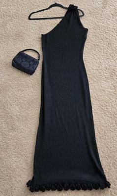LOT 170Y: Never Worn Black Dress with Matching Handbag