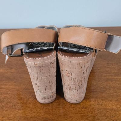 LOT 179W: Cork Wedge Sandals and Heeled Slip on Sandals