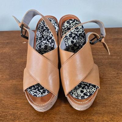 LOT 179W: Cork Wedge Sandals and Heeled Slip on Sandals