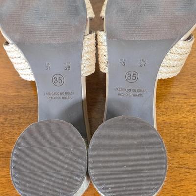 LOT 179W: Cork Wedge Sandals and Heeled Slip on Sandals