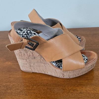 LOT 179W: Cork Wedge Sandals and Heeled Slip on Sandals