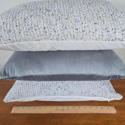 LOT 205H: Two Textured and One Velour Throw Pillows