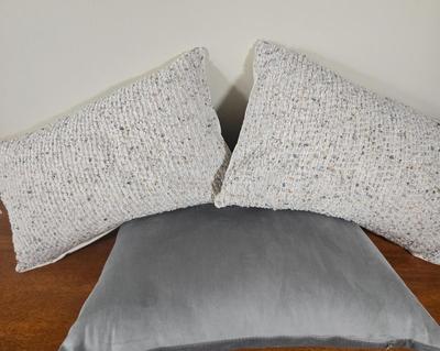 LOT 205H: Two Textured and One Velour Throw Pillows