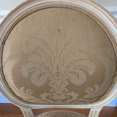 LOT 210H: Stanley Furniture Night Stand, Upholstered Chair, Large Wooden Framed Mirror, and Decorative Lamp