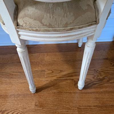 LOT 210H: Stanley Furniture Night Stand, Upholstered Chair, Large Wooden Framed Mirror, and Decorative Lamp