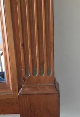 LOT 210H: Stanley Furniture Night Stand, Upholstered Chair, Large Wooden Framed Mirror, and Decorative Lamp