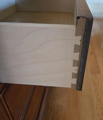 LOT 210H: Stanley Furniture Night Stand, Upholstered Chair, Large Wooden Framed Mirror, and Decorative Lamp