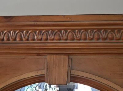 LOT 210H: Stanley Furniture Night Stand, Upholstered Chair, Large Wooden Framed Mirror, and Decorative Lamp