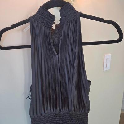 LOT 213W: Two Black Dresses, Wedge Open Toed Shoes, and Two Black Belts