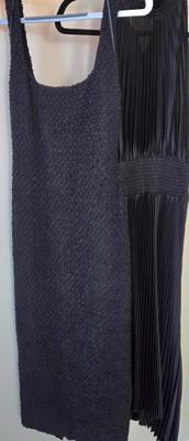 LOT 213W: Two Black Dresses, Wedge Open Toed Shoes, and Two Black Belts