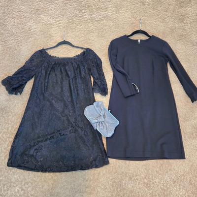 LOT 215W: Two Little Black Dresses and Formal Handbag