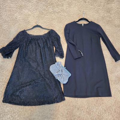 LOT 215W: Two Little Black Dresses and Formal Handbag