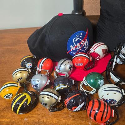 LOT 223H: Baseball Bat Cork Board, College and Professional Football Helmets, and More