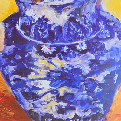 LOT 227H: Floral Print in Ornate Gold-tone Frame