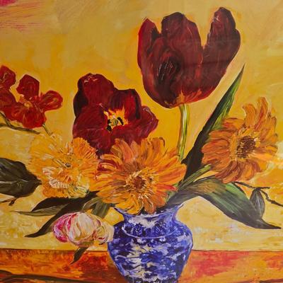 LOT 227H: Floral Print in Ornate Gold-tone Frame