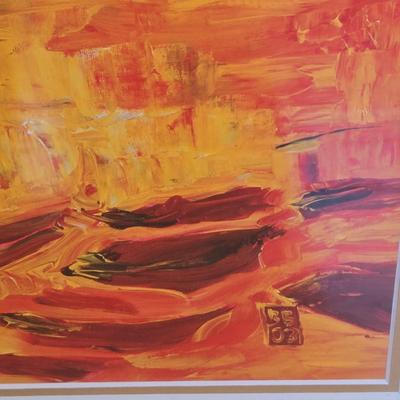 LOT 227H: Floral Print in Ornate Gold-tone Frame