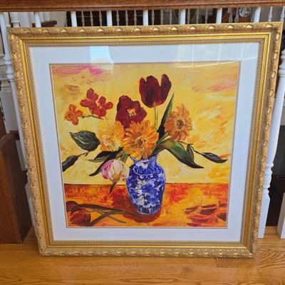 LOT 227H: Floral Print in Ornate Gold-tone Frame