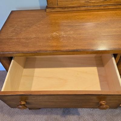 LOT 235X: Wood Dresser with Mirror and Chest of Drawers