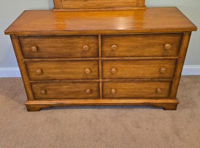 LOT 235X: Wood Dresser with Mirror and Chest of Drawers