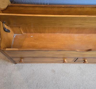 LOT 237X: Wooden Full Size Bed Frame and Storage Bench for Foot of the Bed