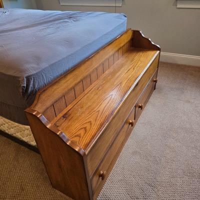 LOT 237X: Wooden Full Size Bed Frame and Storage Bench for Foot of the Bed
