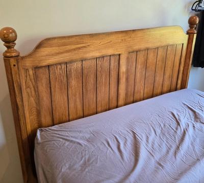 LOT 237X: Wooden Full Size Bed Frame and Storage Bench for Foot of the Bed
