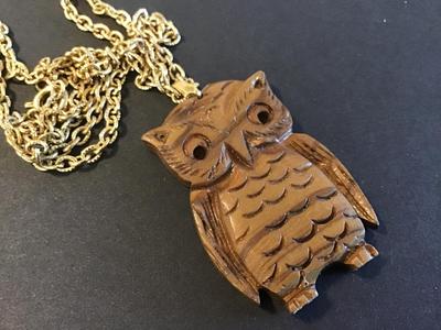 Vintage Carved Owl Necklace