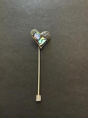 Vintage heart shaped abalone Shell stick pin