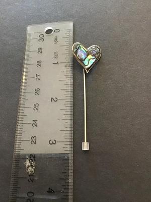 Vintage heart shaped abalone Shell stick pin