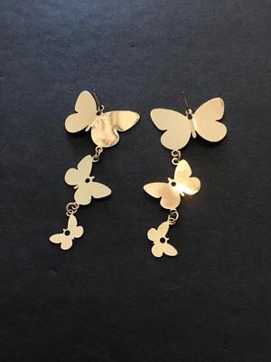 Cute gold tone butterfly dangle earrings