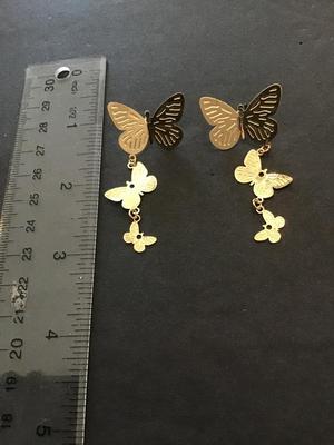 Cute gold tone butterfly dangle earrings